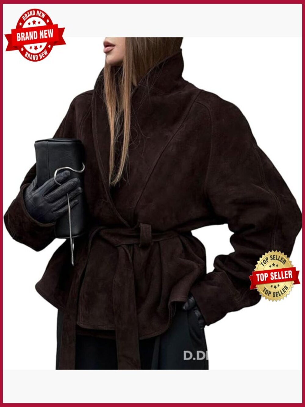 Womens Faux Suede Lace Up Motorcycle Jacket Long Sleeve Retro Coat